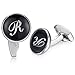 Produktbild Honey Bear Briefe Initialen Buchstabe manschettenknöpfe Herren Edelstahl Hochzeit Cufflinks Manschettenknopf Schwarz (R)