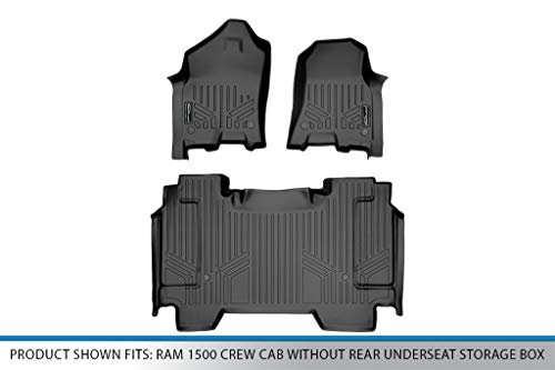 Maxliner Custom Fit Floor Mats 2 Row Liner Set Black For 19-21 Ram 1500 Crew Cab Without Rear Underseat Storage Box #TOP4