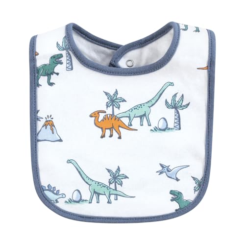 Image of Hudson Baby Unisex Cotton Bibs, Pastel Dino, One Size