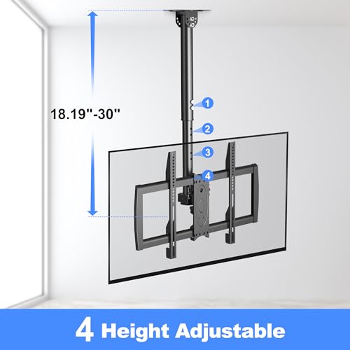 XINLEI Ceiling TV Mount Fits Most 37-75 inch LCD LED Plasma Panel Display with Max VESA 600x400mm Loaded up to 110lbs Swivel and Tilt TV Bracket Height Adjustable MC61A