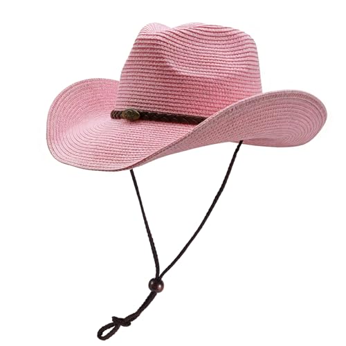 Image of Straw Cowgirl Hat for Women Cowboy Hats for Men Wide Brim Sun Hat Shapeable Western Hat Beach Hat