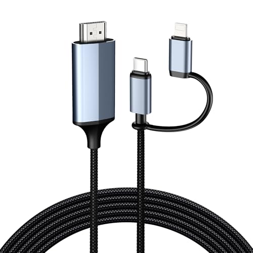 Idoove iphone hdmiϊP[u ^Cvc 2-in-1 Lightning & Type-C HDMIP[u [2m] HDMIϊ SiPhone (16/15/14/13/Pro/Max) & iPad Pro/AirΉ 1080