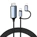 lulaven 2-in-1 Lightning & Type C to HDMI Cable [6FT], HDMI Cable for iPhone, Dual Interface for All iPhones (17/16/15/14/Pro/Max) & iPad Pro/Air, Sync Video and Sound (Not for Laptops or Android)