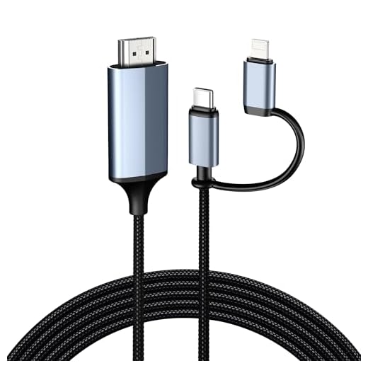 Idoove Cavo HDMI 2-in-1 Lightning/USB-C 2m per iPhone 16-11/iPad Pro/Air/Mini - Trasmissione Audio-Video 1080p (Non per PC/Android)