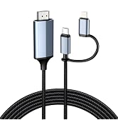 Lulaven 2-in-1 Lightning & Type C to HDMI Cable [6FT], HDMI Cable for iPhone, Dual Interface for ...