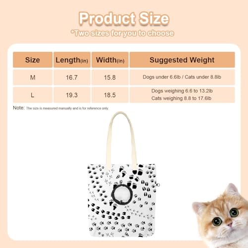 Bolsa de transporte de lona con diseño de garras para perros pequeños y gatos 3