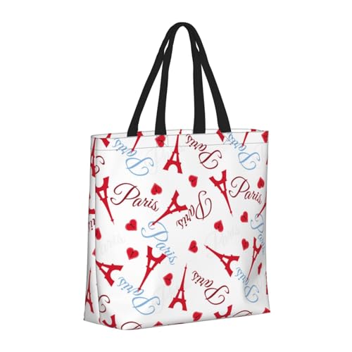Large Tote Bag For Women - Reusable The Tote Bag With Zipper, Beach Bags For Women, Eiffel red Tower Mom Bag For Mom Suitable For Hospital Beach Travel Shopping