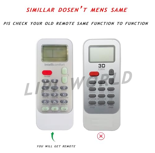 Image of LipiWorld 129A DG11J1-53 intellicomfort 6th Sense AC Remote Control (Old Exactly Same Will Only Work) Compatible for Whirlpool AC Remote