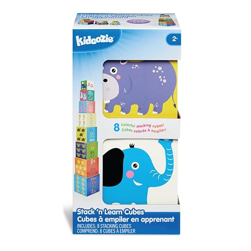 Image of Kidoozie Stack N' Learn Cubes - Build a 30 Inch Giraffe with These Colorful Learning Cubes for Ages 2+ - Stack, Nest, Sort, & Learn Your ABCs & 123s!