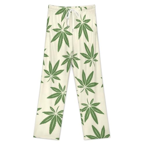 Pajama Pants for Mens Women Sweet Couple Home Lounge Bottoms Sleepwear Prensents Weed Pot Leaves3