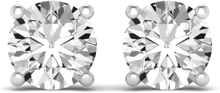 1/2 Carat - 5 Carat Lab Grown Diamond screw back Earrings| 14K White Gold Four prong Lab-Grown Diamond Solitaire Stud Earrings| D-E color and VS1 clarity |