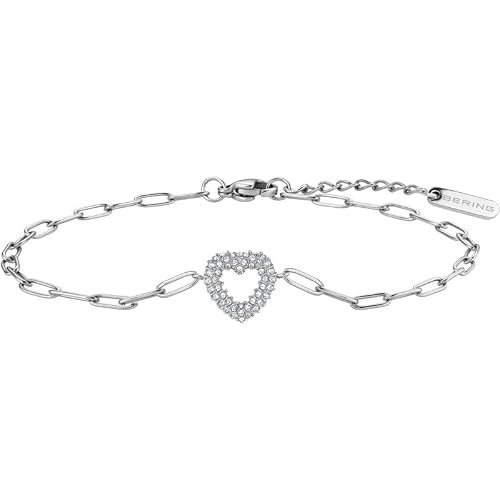 Image of BERING Silver Stainless Steel Heart Bracelet of 18cm