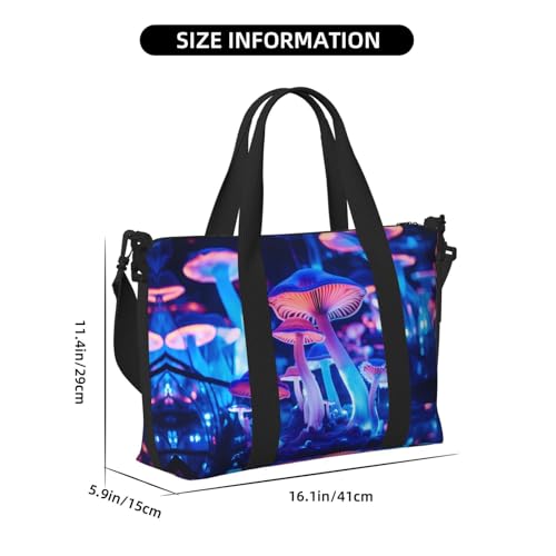 Phayah Glowing Mushroom Crossbody Travel Bag Overnighter Duffel Bags Carry On Size Ideal For School Or Overnight Travel Bag3