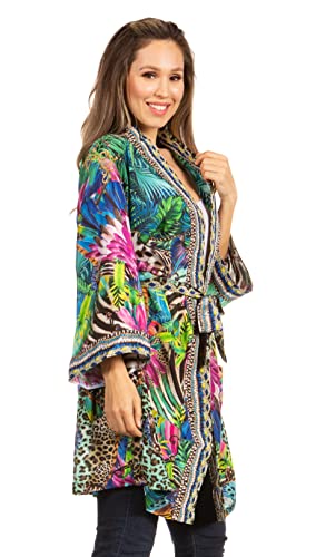Image of Sakkas Janis Women's Lightweight Open-Front Amazing Print Cardigan with Pockets