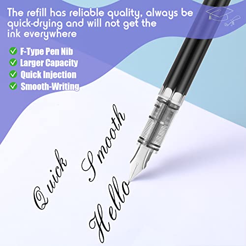 Epakh 24 Pcs Disposable Fountain Pens, Quick Drying Ink Pen, Smooth Writing Multicolor Art Supplies For Sketching, Journaling, Calligraphy And Doodling, 8 Basic Colors, Black #TOP6