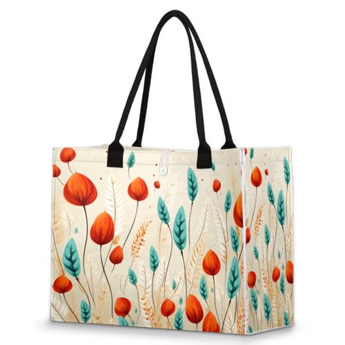 Autumn Plants Tote Bag for Women Large Beach Bag Reusable Tote Bags for Work Travel Beach Shopping