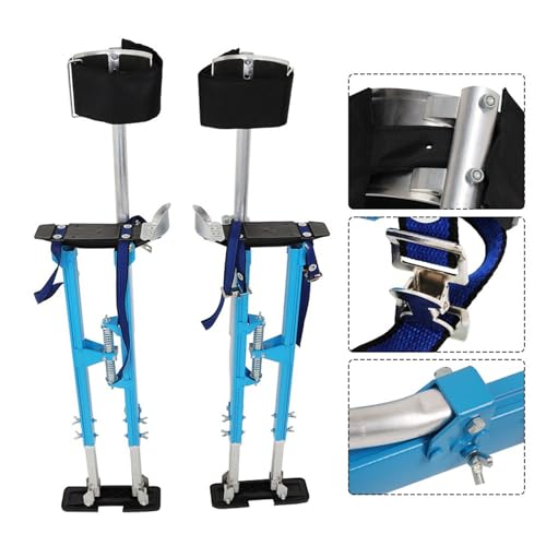 findmall 36-48 Inch Drywall Stilts Blue Adjustable Aluminum Stilt Tool Fit for Painting or Cleaning