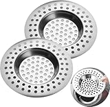 Zodazoqa 2 coladores de fregadero, 2.95 pulgadas/7.5 cm, tapón de colador de fregadero de acero inoxidable, recogedor de pelo de drenaje, protector de desagüe de ducha, filtro de drenaje de tapón de