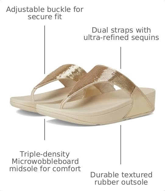 Image of FitFlop Women's Lulu Crystal-Buckle Leather Toe-Post Sandal | Casual Sandals