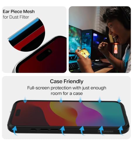 Image of KAPAVER GT EasyDo Privacy Tempered Glass Screen Protector for iPhone 16 Plus with Applicator (1Pack)