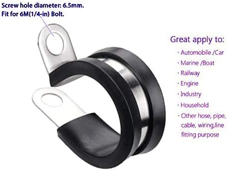 3/8 Fuel Line Tubing Mounting Clamps Stainless Steel Cable Clamp Hardware Rubber Cushioned Insulated Metal Clamp Tube Holder for Tube Pipe or Wire Cord Installation Pack of 10 pcs