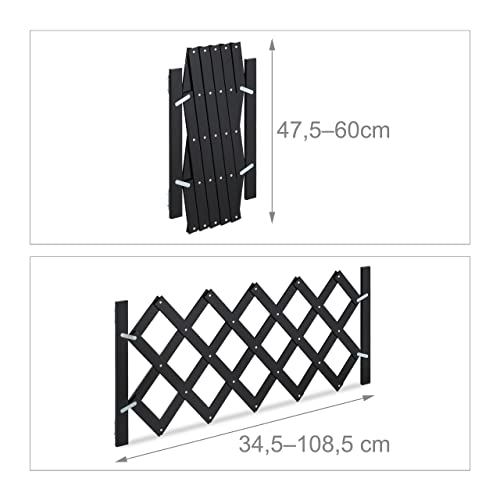 Relaxdays Hundeabsperrgitter, ausziehbar bis 108,5 cm, 47,5-60 cm hoch, Bambus, Hunde Schutzgitter Treppe & Tür, schwarz
