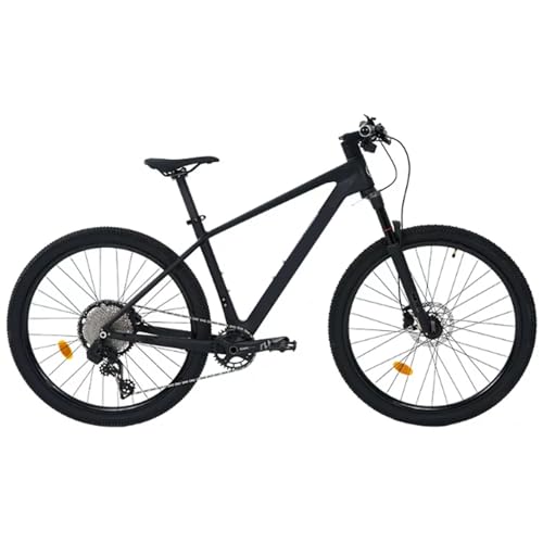 KIBONCY Bicicleta de montaña de Fibra de Carbono, Bicicleta de montaña de 9 velocidades con Frenos de Disco hidráulicos, Horquilla Delantera con Bloqueo Remoto y enrutamiento Interno(Black 9-Speed,L)