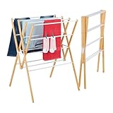 Tendedero Relaxdays, Plegable, 12 Varillas, 93 x 70 x 62 cm, bambú y Metal,...