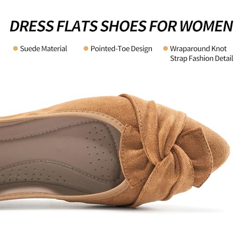 Image of Aomigoct Comfortable Dressy Flats for Women: Cushioned Insole & Lightweight for All-Day Office Comfort - Slip On & Foldable for Working Professional with Bow