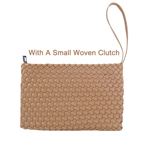 Image of SporGenius Woven Handbag Two Tone Tote Bag Vegan Leather Purse