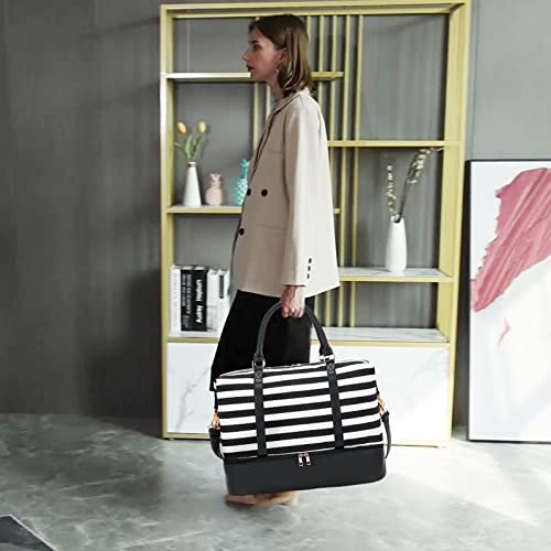 image for BTOOP Travel Weekender Bag Women Canvas Duffle Overnight Carry on Shou