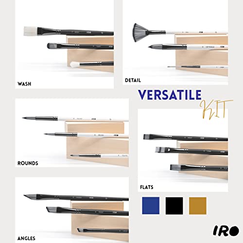 Iro Artist Paint Brush Set Of 15 Professional Flat Paint Brushes For Acrylic Painting And Oil Paints. Round Watercolor Paint Brushes And Gouache. Painting Set For Adults Kids. Knife, Sponge, Case #TOP1