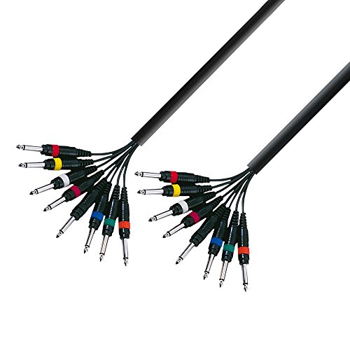 Adam Hall 3 Star Series - Cable para instrumentos musicales (8 conectores mono de 6,3 mm a 8 conectores mono de 6,3 mm, longitud: 3 m)