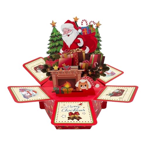 amleso 3Dクリスマスカード サンタクローステーマ クリエイティブホームデコレーション プレゼント グリーティングカード クリスマスデコレーション パーティー お祝い ??女性 男性