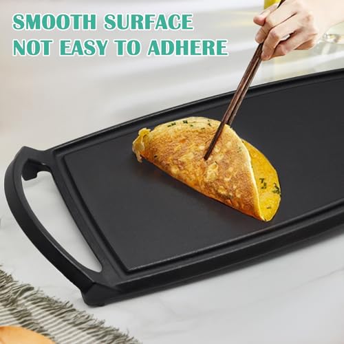 Image of Hiorucet WB31K10217 Cast Iron Griddle Cooktop, Non-stick Griddle Plate Replacement Parts for GE Gas Stove Griddle Range Griddle Cooktop, Heavy Duty Flat Top Pan for General Electric GE Center Parts.