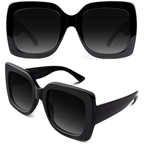 GQUEEN Oversized Square Frame Sunglasses Womens Ladies Retro Vintage Trendy Shades UV400 Cover