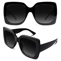 GQUEEN Oversized Square Frame Sunglasses Womens Ladies Retro Vintage Trendy Shades UV400