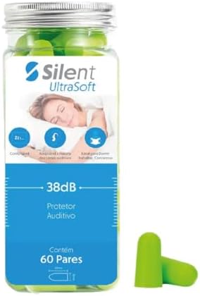 Protetor Auricular Silent Ultra 60 Pares 38dB mais alto NRR, Prot...