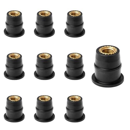 10 PCS brise M6 Pare pour Support de Parabrisas Moto, Écrous en Caoutchouc M6, Boulon de Pare-Brise en Caoutchouc et Laiton pour Pare-Brise Carrosserie Moto VTT