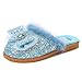Monissy Fille Pantoufles à Plat Peluche Bout Rond Paillettes Noeud Tulle Cristal Mules de Enfant Semelle Peluche Princesse Elsa Bébé Chaussures d'Intérieur Halloween Noël