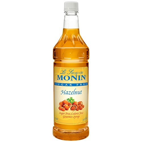 Monin Sugar Free Hazelnut Syrup 1 Liter, Pack of 4
