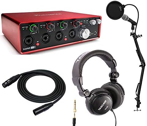 Focusrite Scarlett 18i8 Audio Interface With Protools, Microphone, Headphones, Knox Pop Filter and XLR Cable