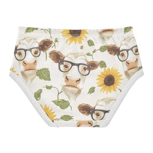 Wusikd Cute Cow Heads Girls' Underwear Cotton Sunflowers Girls Briefs Soft Toddler Underwear 2T2