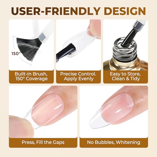 UNA GELLA 9 in 1 Gel Nail Glue U V Super Hold for Gel Nails Tips, 10ml Brush On Nail Glue for Light-Color Press On Nails, Rhinestones, Base coat, Blooming Art, Acrylic Tips, Lamp Cured Needed - 8