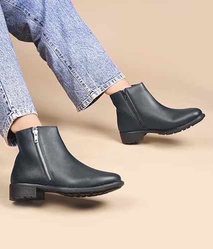 Image of CLOG LONDON Ankle Boots for Women With Side Zipper | Fashionable and Comfortable Boots for Casual and Office Wear