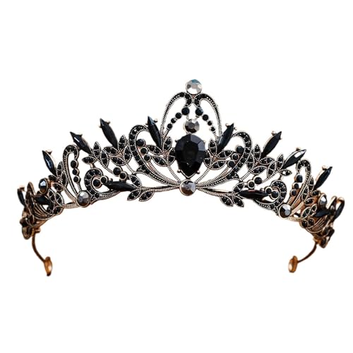 Rhinestone Korean Princess Crown - Elegant Headwear For Weddings & Street Style(Black)