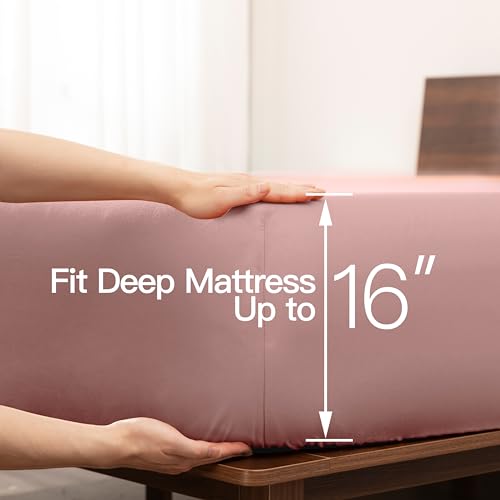 Image of Horbaunal Dusty Pink Queen Size Sheet Set - 6 Piece Luxury 1800 Thread Count Bedding Sheets & Pillowcases - 16 Inch Deep Pocket Microfiber Bedding Set - Soft & Wrinkle Bed Sheets