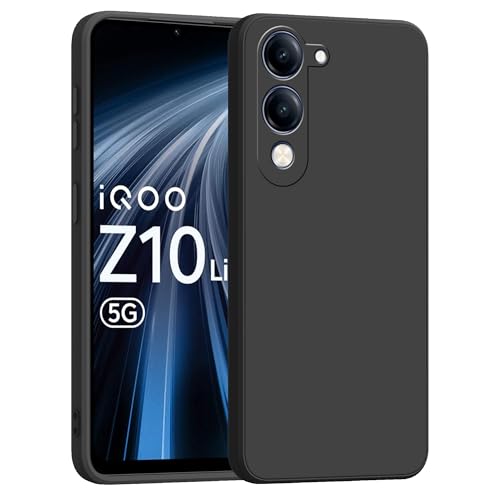 Image of amazon basics Back Cover for Vivo T4 Lite /iQOO Z10 Lite 5G | Ultra Slim Soft Rubberised Case | Matte Silicone Flexible Mobile Case | Camera Protection - Black