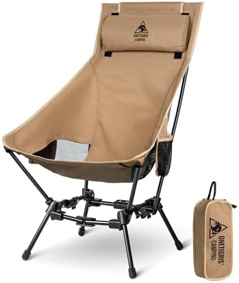 OneTigris - Sedia da campeggio con schienale alto
