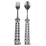 Caliber Gourmet Tactical Butterfly Knife Style Fork and Spoon Combo Pack -Folding Stainless Steel